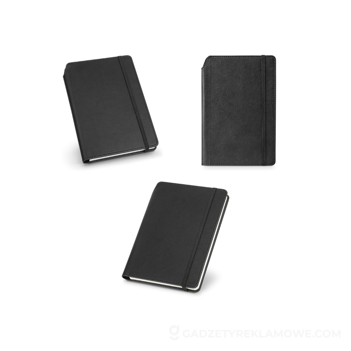 STR-93799-103-wariantu-watermark MORIAH. Notatnik A5 z PU z kartkami w linie, wykonany z materiałów z certyfikatem FSC™ i innych kontrolowanych materiałów - czarny