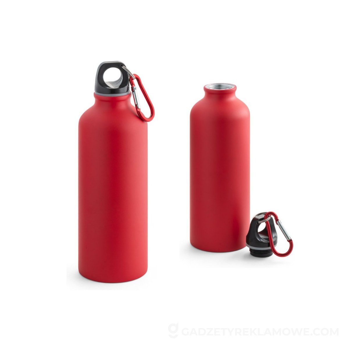 COLLINA. Aluminiowa butelka z karabińczykiem 540 ml - Czerwona