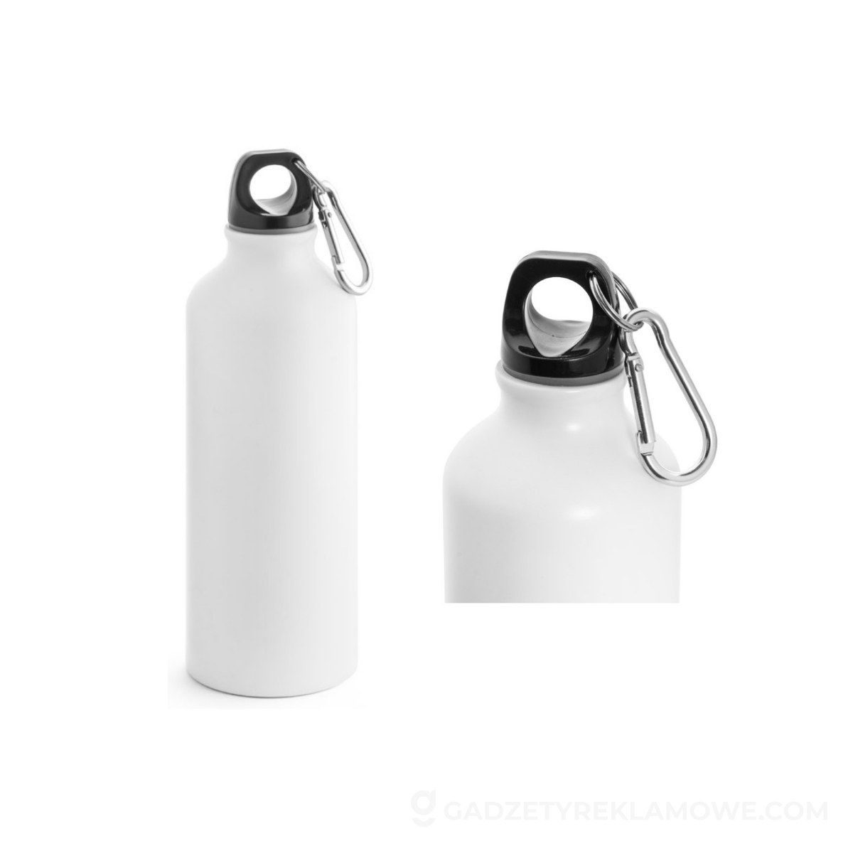 COLLINA. Aluminiowa butelka z karabińczykiem 540 ml - Biała