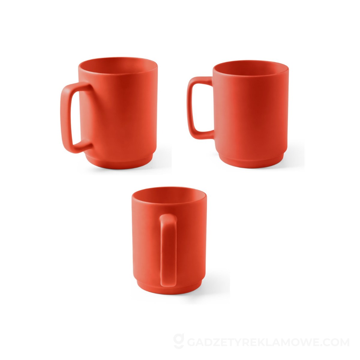 MIGHTY. Ceramiczny kubek z cylindrycznym korpusem 330 mL - czerwony