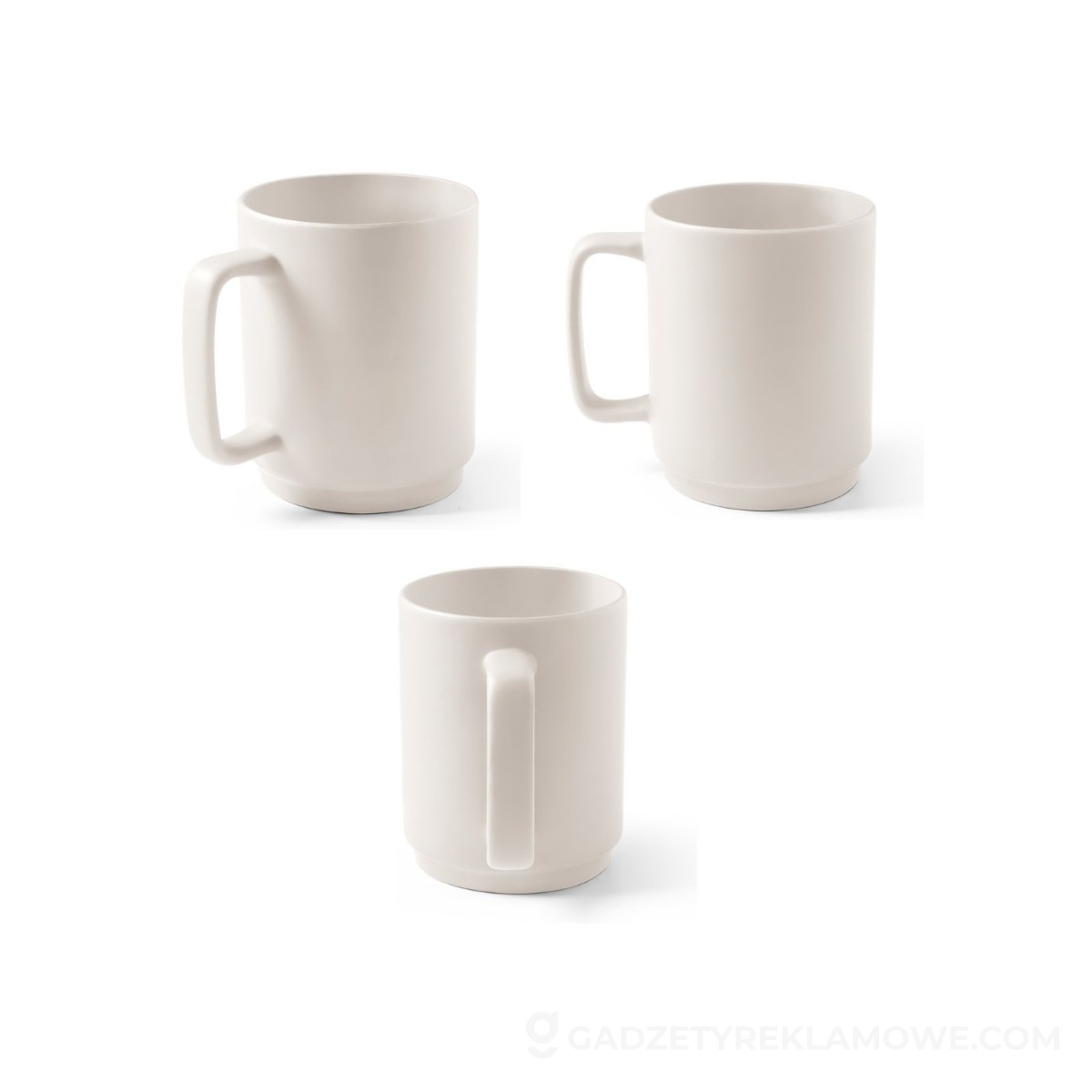 MIGHTY. Ceramiczny kubek z cylindrycznym korpusem 330 mL - Pastelowy biały