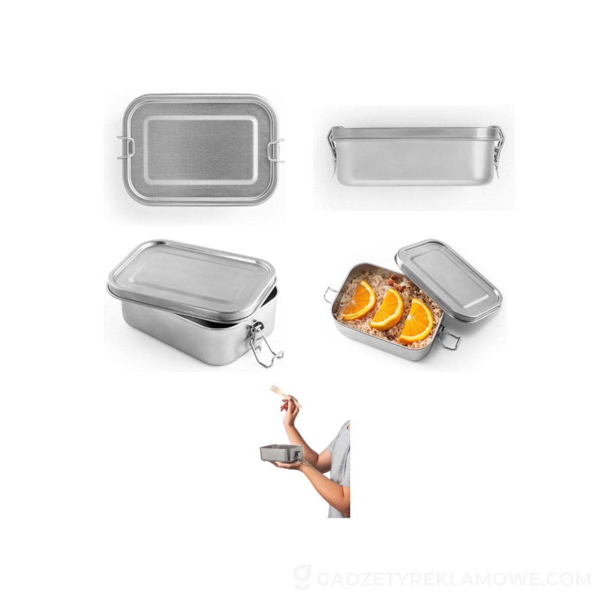STR-94277-127-wariantu-watermark ALLSPICE. Lunch Box. Wytrzymały hermetyczny pojemnik wykonany w ze stali nierdzewnej pochodzącej (90 % recyklingu) 750 mL - Satynowy srebrny