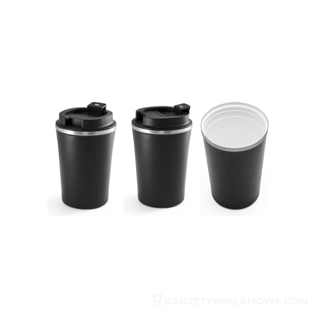 PHELPS CERAMIC. Kubek podróżny ze stali nierdzewnej z ceramicznym wykończeniem wnętrza o pojemności 470 ml - Czarny