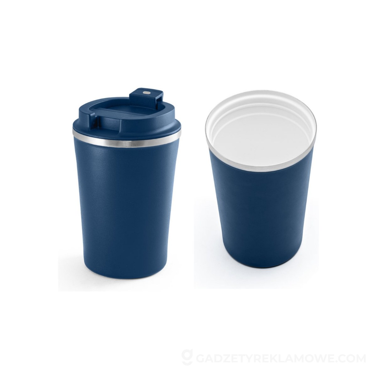 PHELPS CERAMIC. Kubek podróżny ze stali nierdzewnej z ceramicznym wykończeniem wnętrza o pojemności 470 ml - Granatowy
