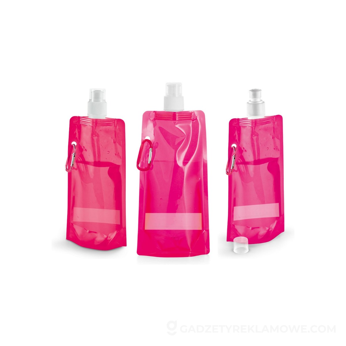 KWILL. Składana butelka PE 460 ml - Różowa