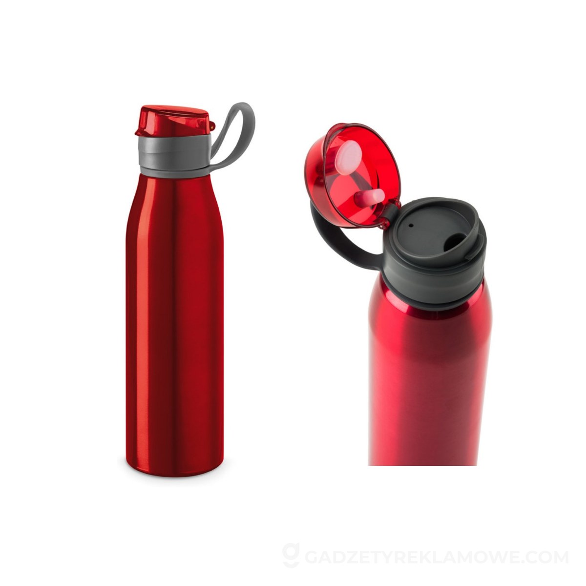 KORVER. Butelka sportowa z aluminium 650 ml - Czerwona