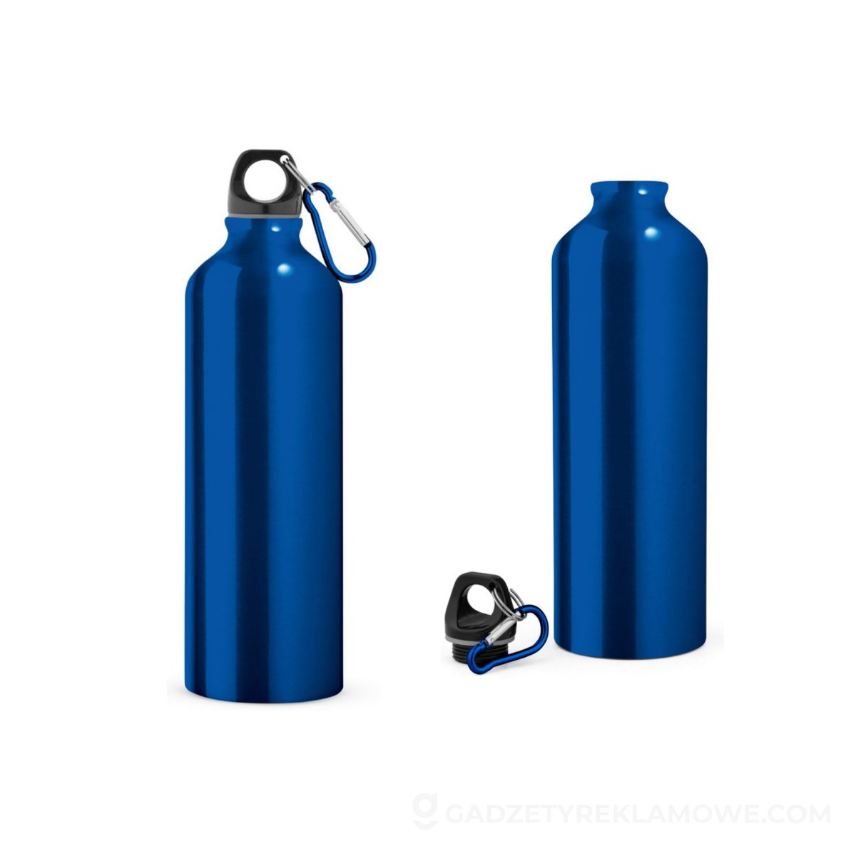 LANDSCAPE L. Aluminiowa butelka sportowa z karabińczykiem 800 ml - Szafirowa