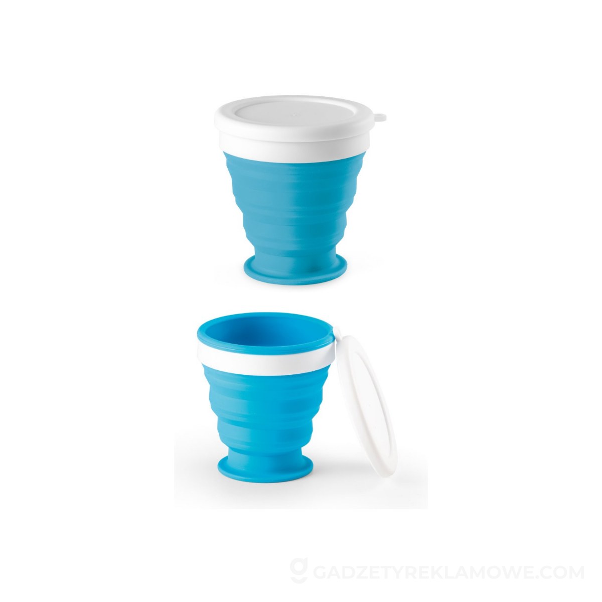 STR-94762-124-wariantu-watermark ASTRADA. Składany kubek podróżny 250 ml z silikonu i PP - błękitny