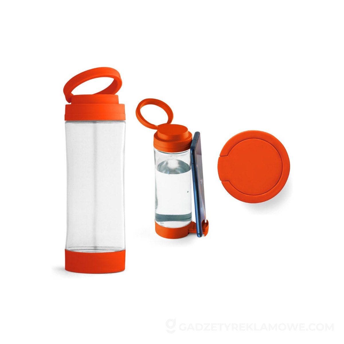 Szklana butelka sportowa z zakrętką PP Quintana 390 ml - Pomarańczowa