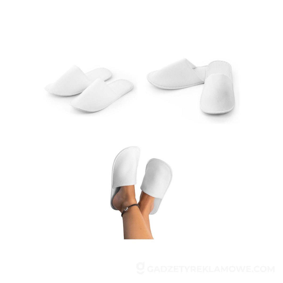 STR-95069-106-wariantu-watermark DANES. Kapcie do sypialni unisex z poliestru - Białe