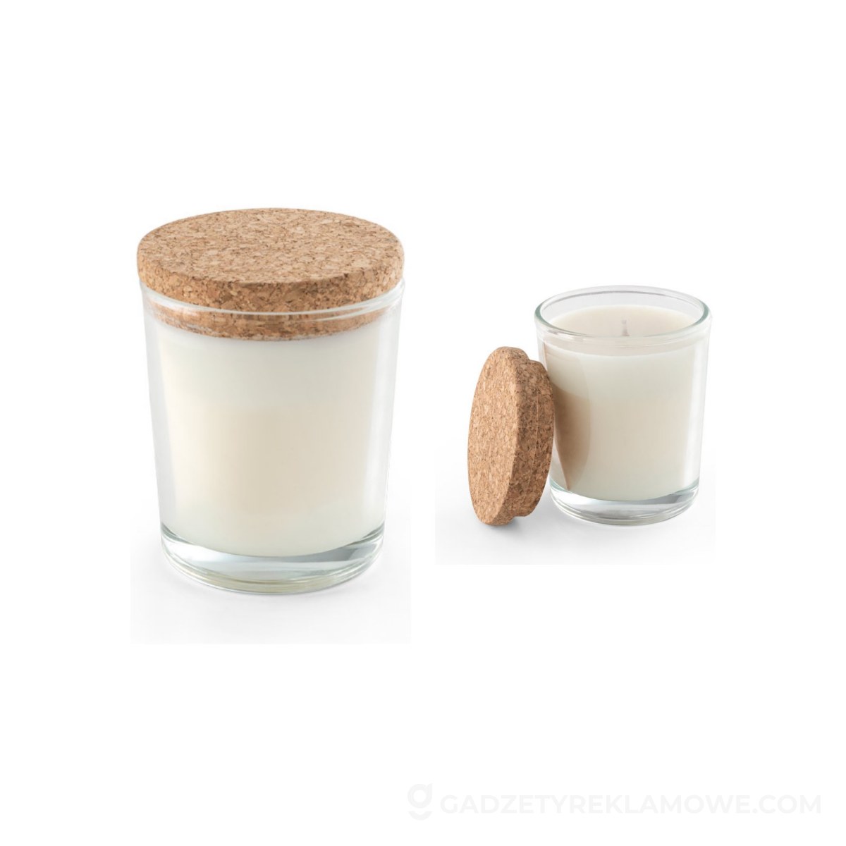 STR-95077-110-wariantu-watermark ZEN 80. Aromatyczna świeca w szklanym kubku z korkową pokrywką 80 g - Transparentna
