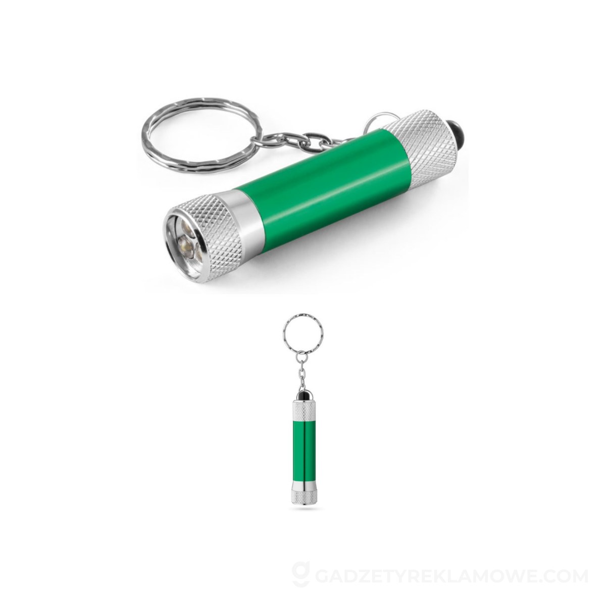 RE-LERGAN. Aluminiowy brelok do kluczy (92% z recyklingu) z latarką LED z 3 diodami - Zielony