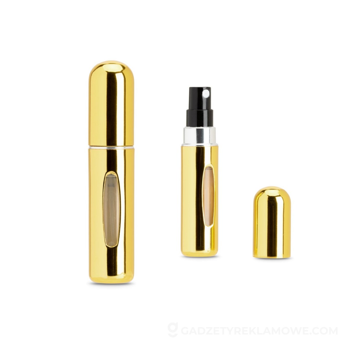 LINDEN. Aluminiowy atomizer do perfum z możliwością łatwego napełniania - złoty
