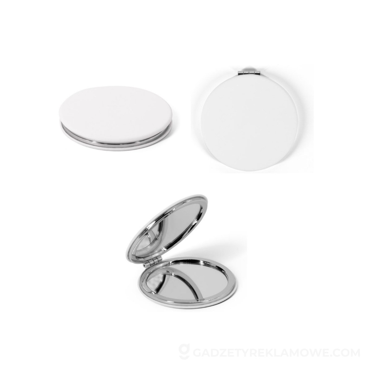 STR-95112-106-wariantu-watermark FREYA. Dwustronne okrągłe lusterko z matową powłoką PU - Białe