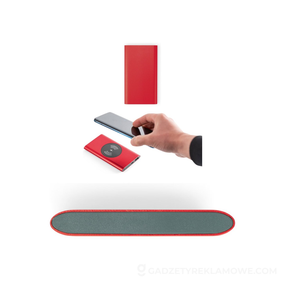 CASSINI. Power bank 4.000 mAh z bezprzewodową ładowarką 5W z aluminium pochodzącego z recyklingu (100% rAL) - Czerwony