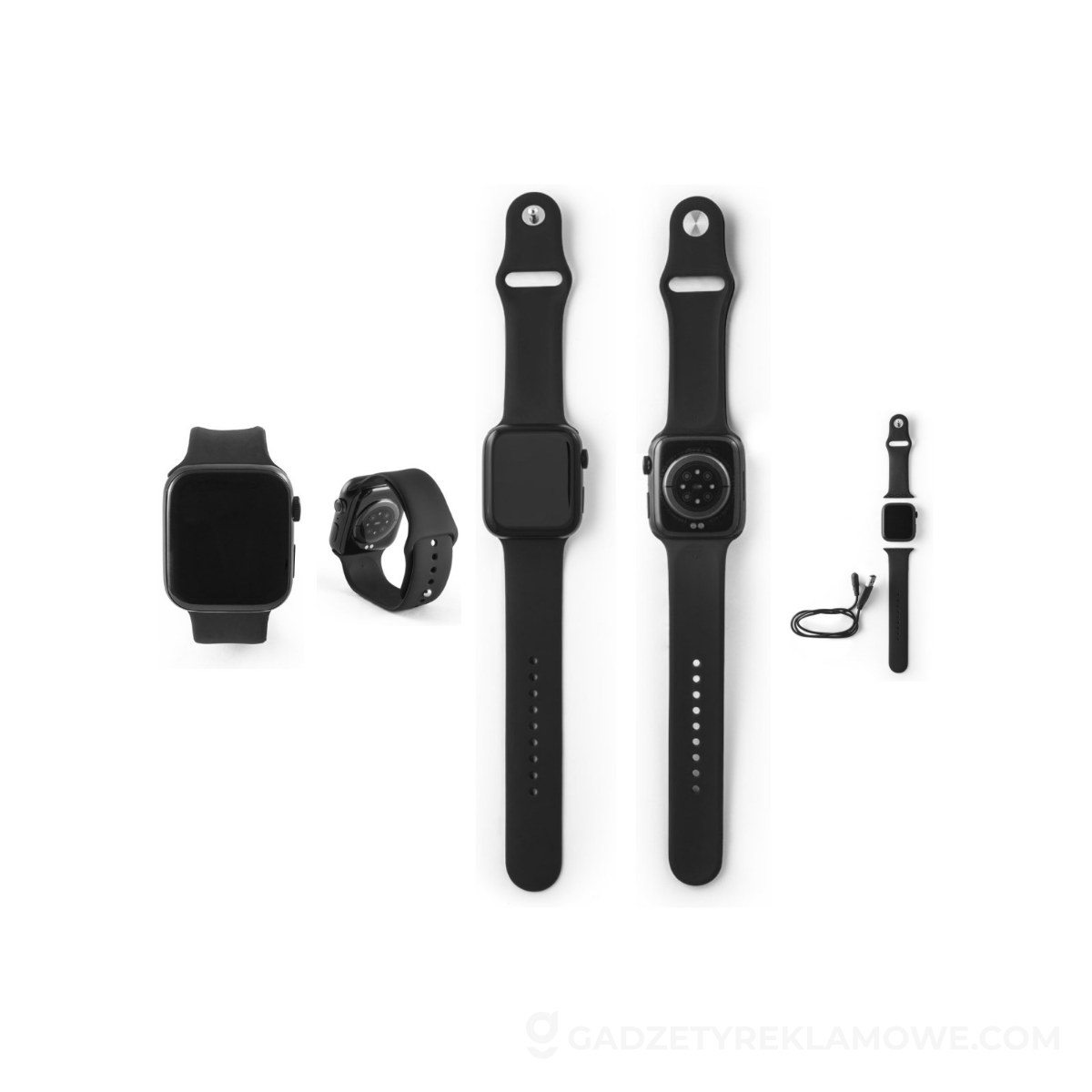 WILES. Smartwatch z ekranem 1.85”, IPX4, 3-dniową żywotnością baterii i silikonowym paskiem - Czarny