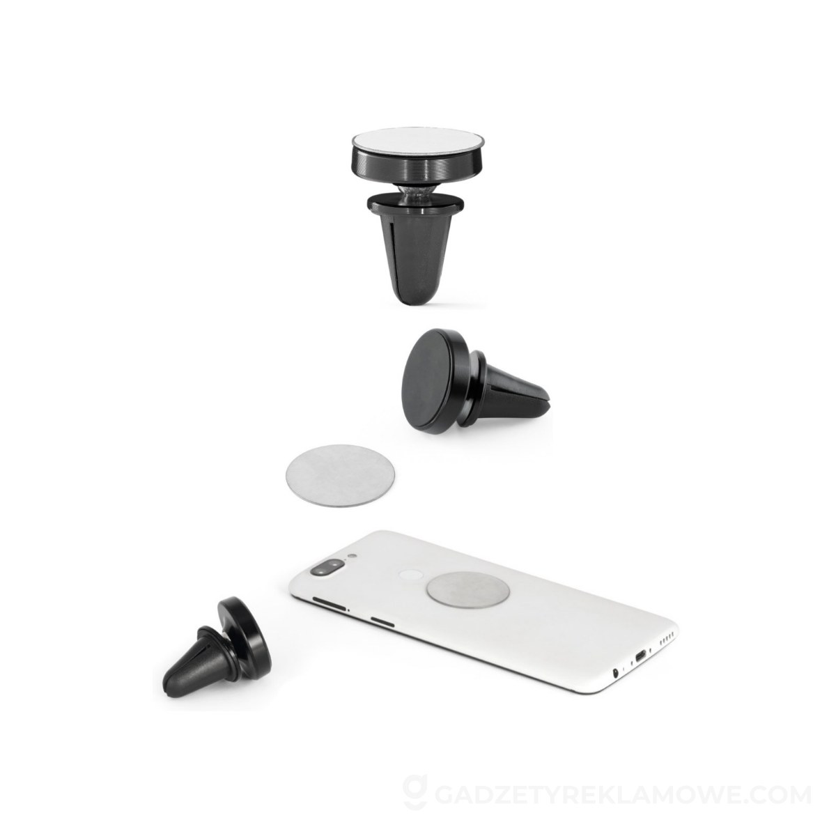 PLANCK. Aluminiowy uchwyt samochodowy na telefon - czarny