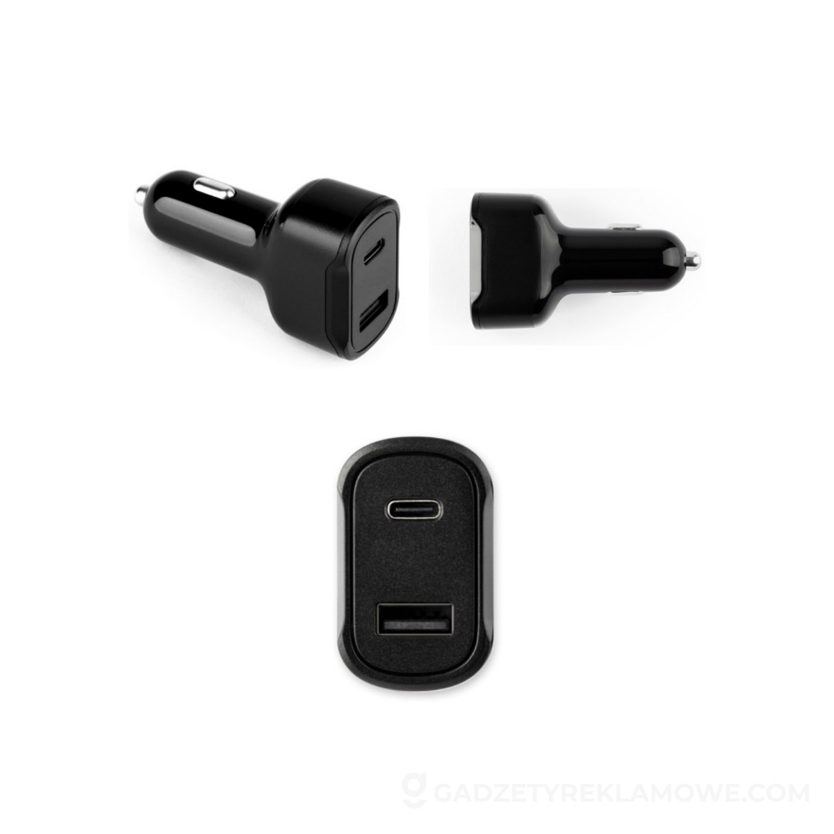 DIRAC. Adapter do zapalniczki z portem USB-A 18W i USB-C 20W wykonany w 100% z rABS - czarny