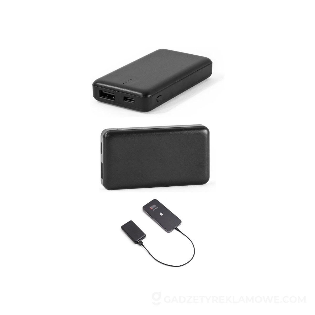 SHERYL. Power bank 4.000 mAh w ABS pochodzącego z recyklingu (100% rABS) - czarny