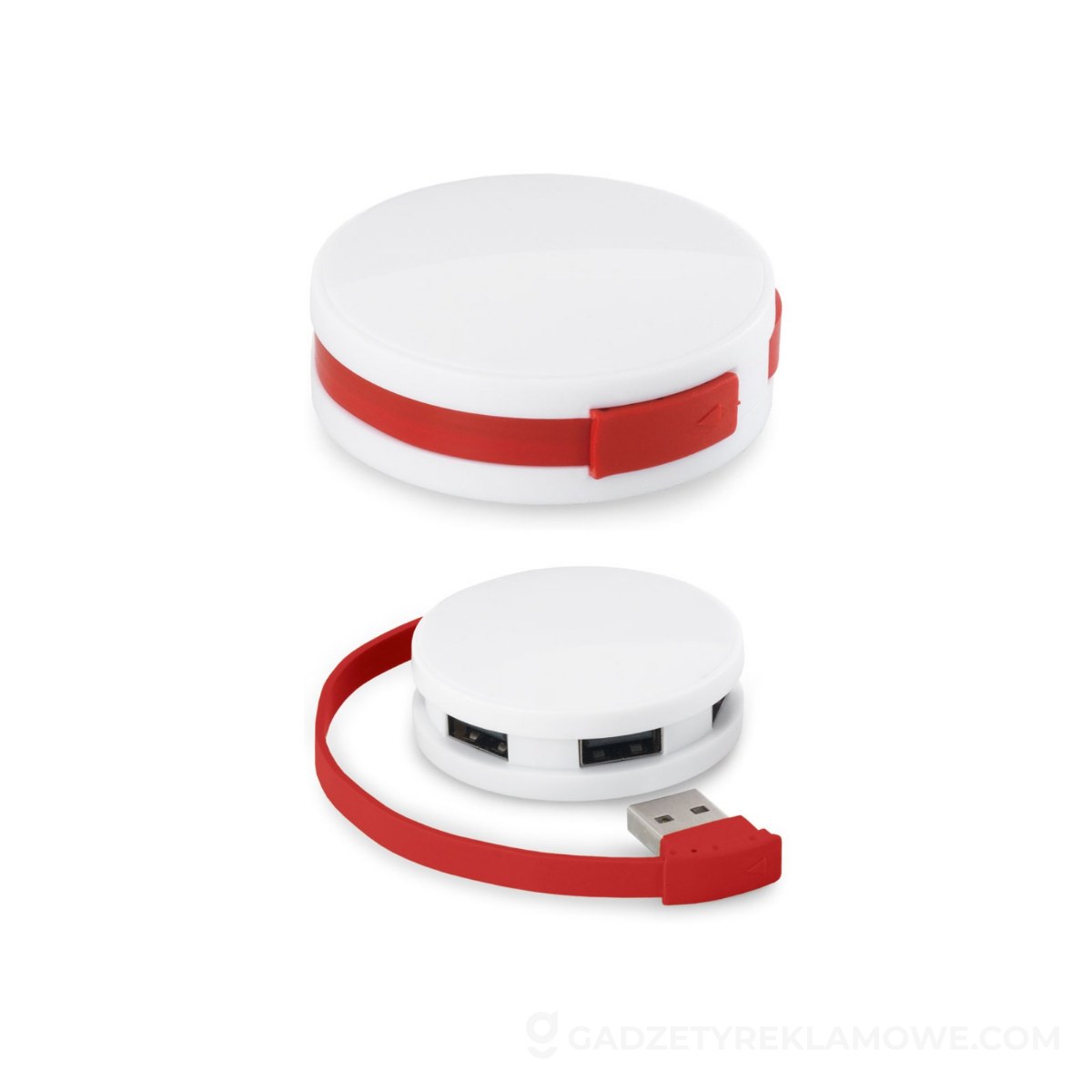 GARDNER. HUB z kablem i 4 portami USB-A z ABS - czerwony