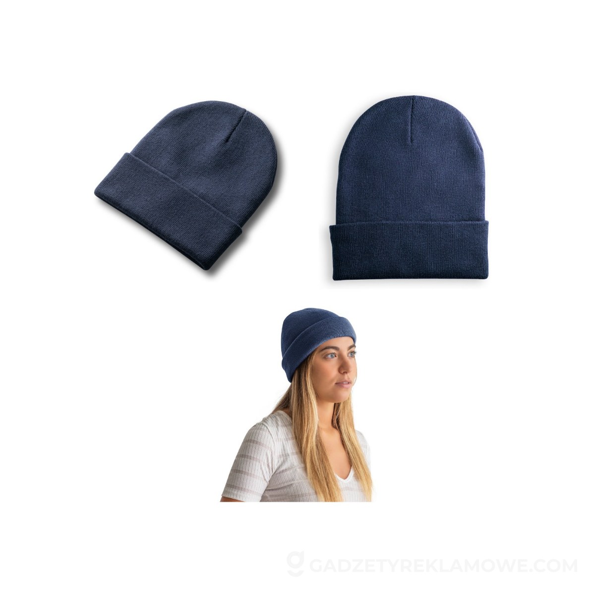 CARL. Dwuwarstwowa czapka unisex poliestru pochodzącego (100% rPET) - Granatowa