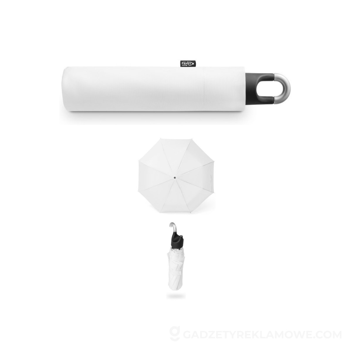 AARON. Parasol składany 21” z materiału 190T pongee - Biały