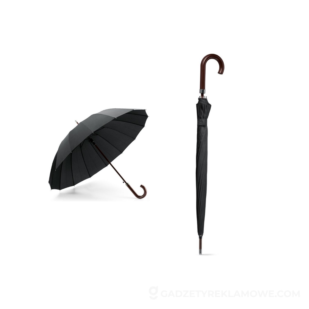 STR-99136-103-wariantu-watermark HEDI. Parasol z 16 drążkami wykonany z 190T pongee z automatycznym otwieraniem - Czarny