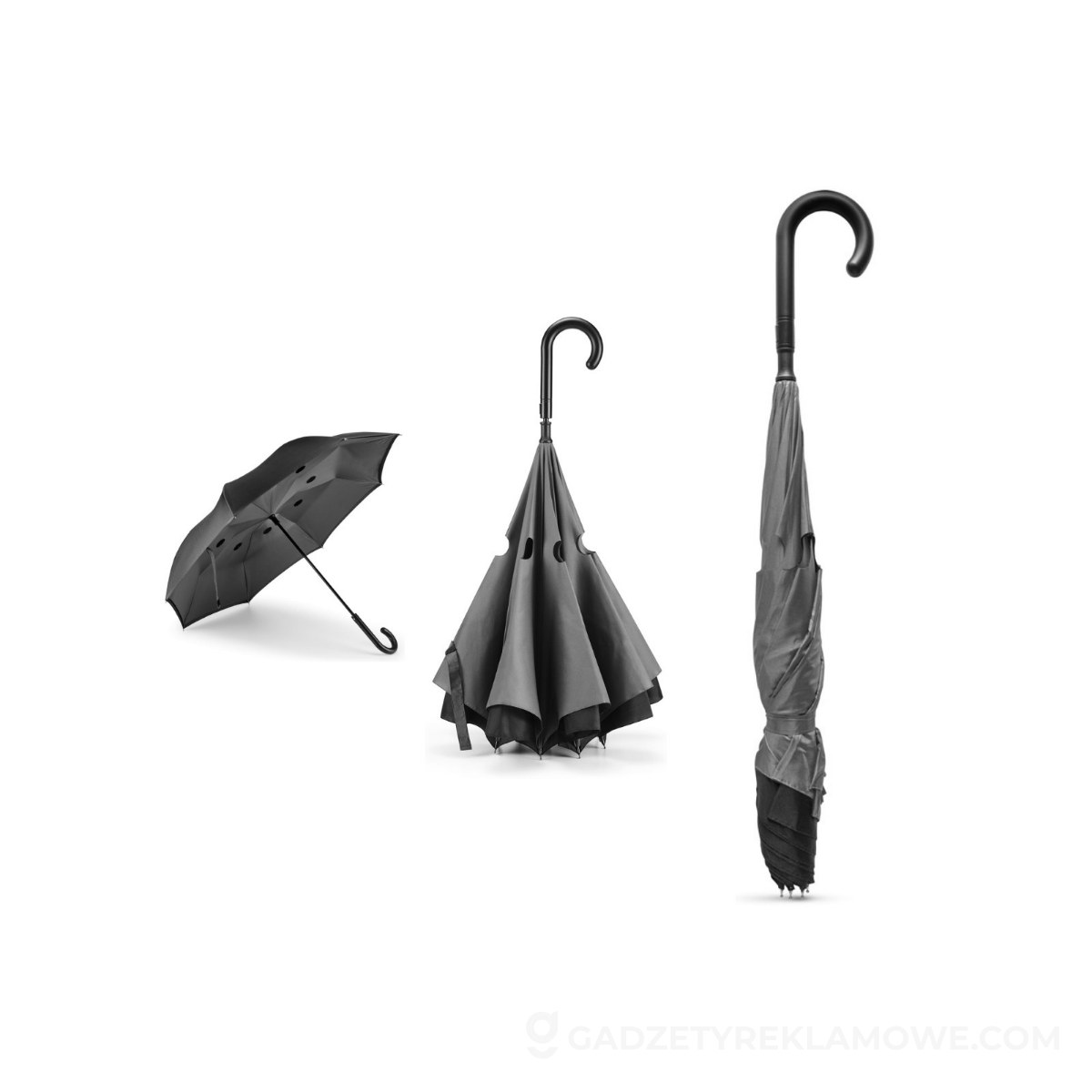 ANGELA. Parasol dwustronny 190T pongee - Szary