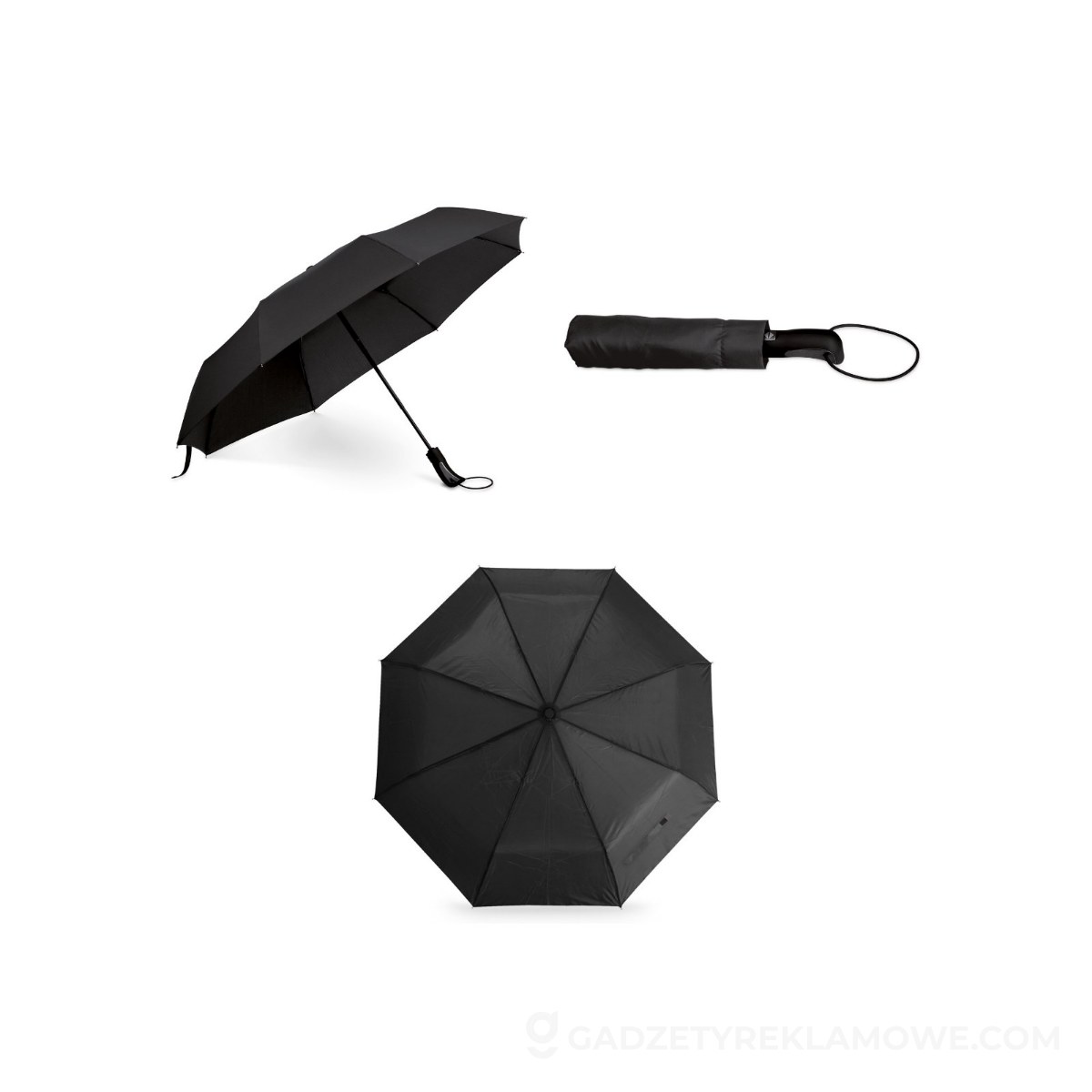 CAMPANELA. Parasol z materiału pongee 190T z automatycznym otwieraniem i zamykaniem - Czarny