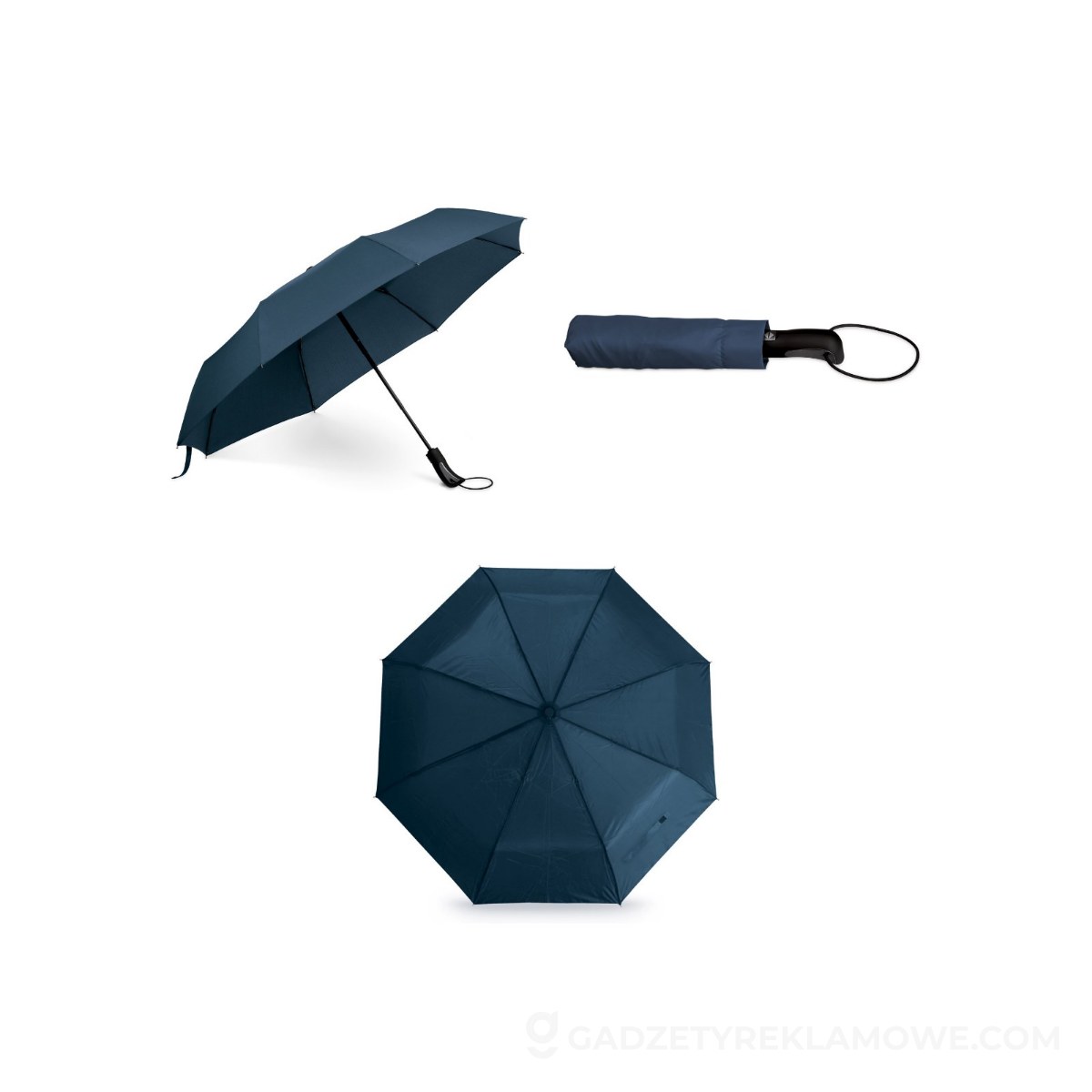 STR-99151-104-wariantu-watermark CAMPANELA. Parasol z materiału pongee 190T z automatycznym otwieraniem i zamykaniem - granatowy