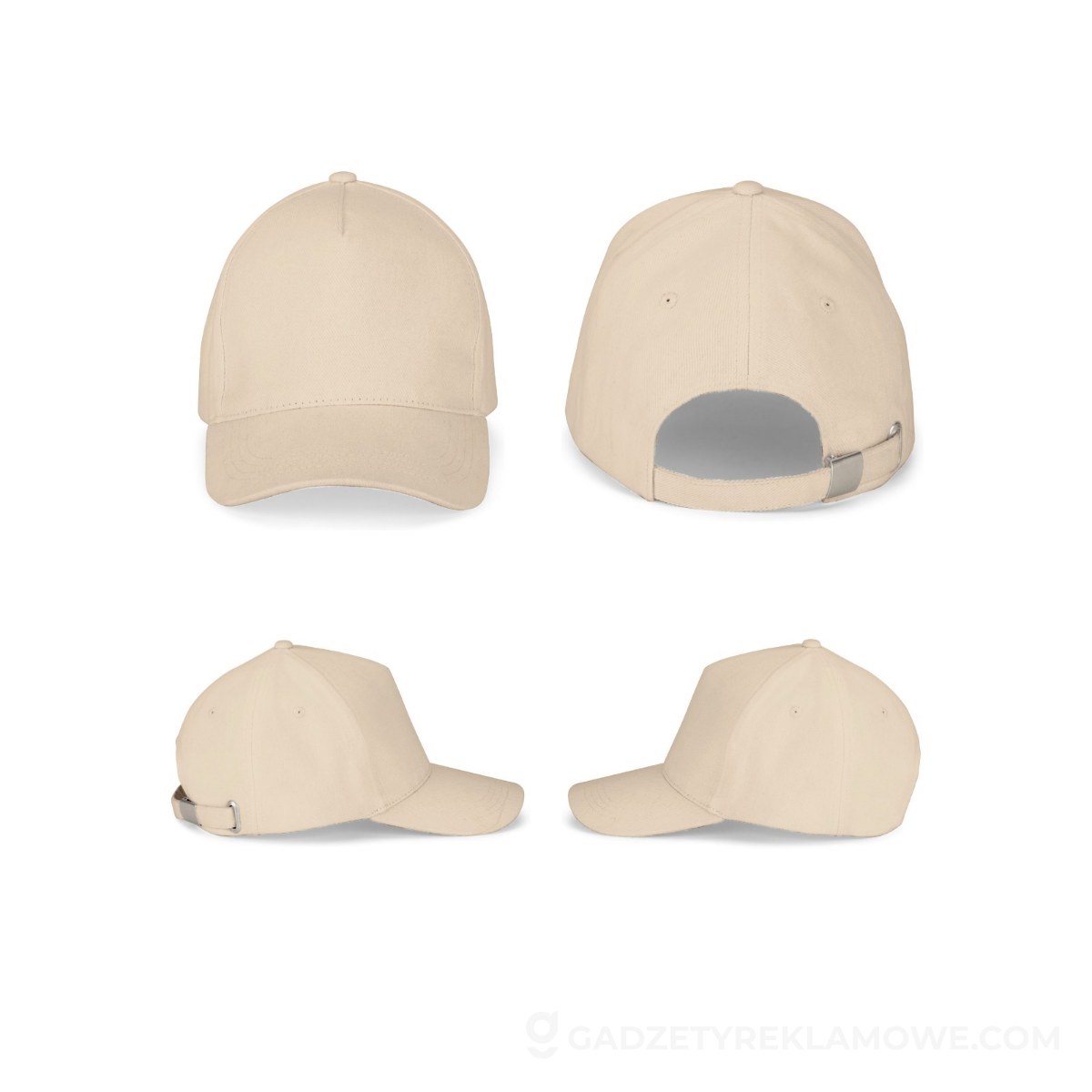 ASHTON. Czapka z 100% bawełny (260 g/m²) z 5 panelami - Beżowa