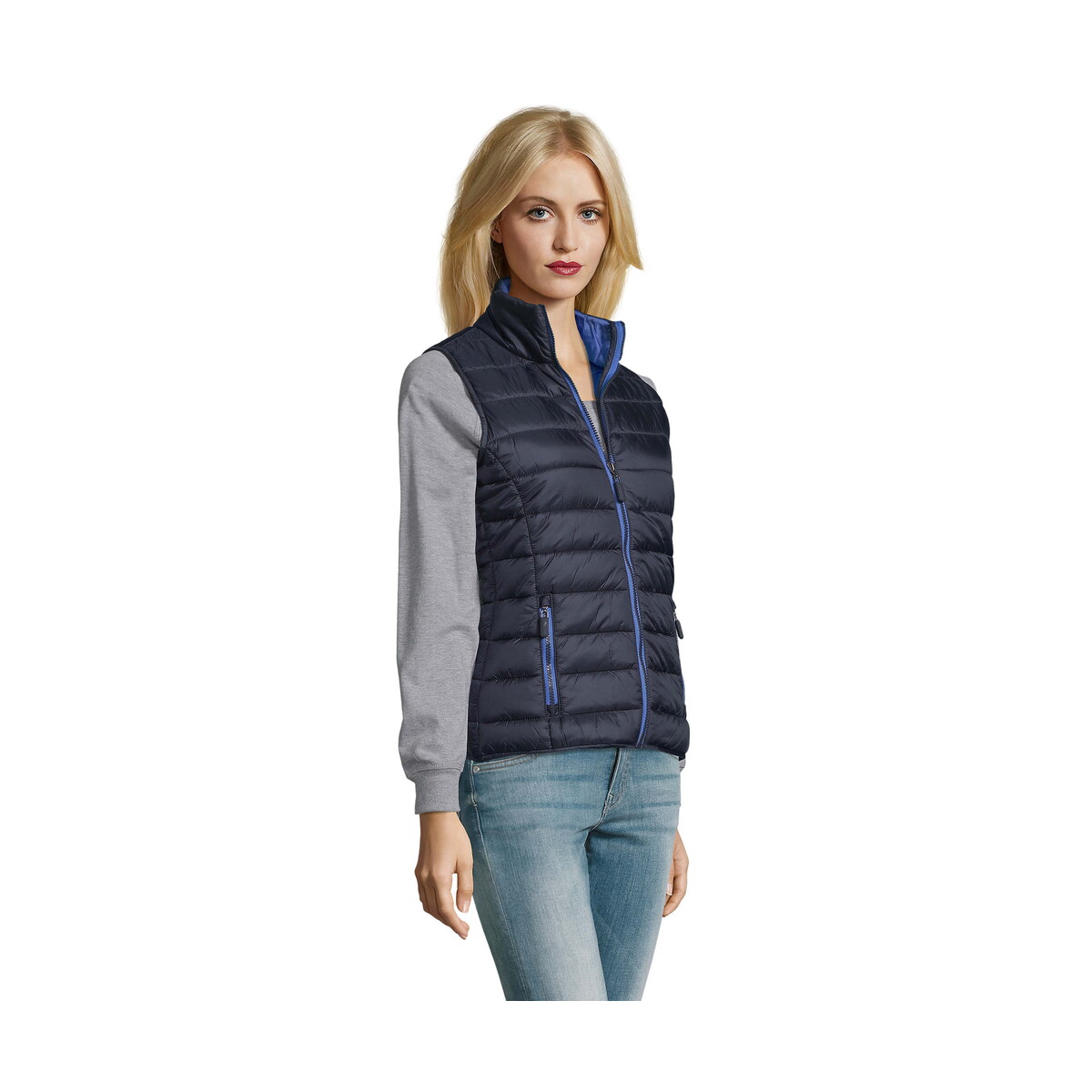 Bezrękawniki z logo – wave damska kamizelka 180g wave women – granatowa – s s01437-ny-side WAVE Damska kamizelka 180g WAVE WOMEN - Granatowa - S s01437-ny-side