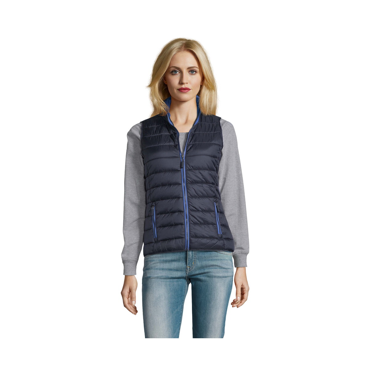 Bezrękawniki z logo – wave damska kamizelka 180g wave women – granatowa – s s01437-ny WAVE Damska kamizelka 180g WAVE WOMEN - Granatowa - S s01437-ny