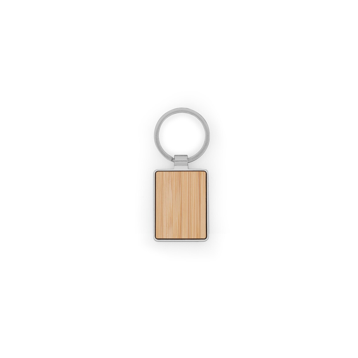 Breloki z żetonem z logo – gaston rectangular. prostokątny brelok z żelaza z cynku i bambusa – naturalny 95118_160-a GASTON RECTANGULAR. Prostokątny brelok z żelaza z cynku i bambusa - Naturalny 95118_160-a