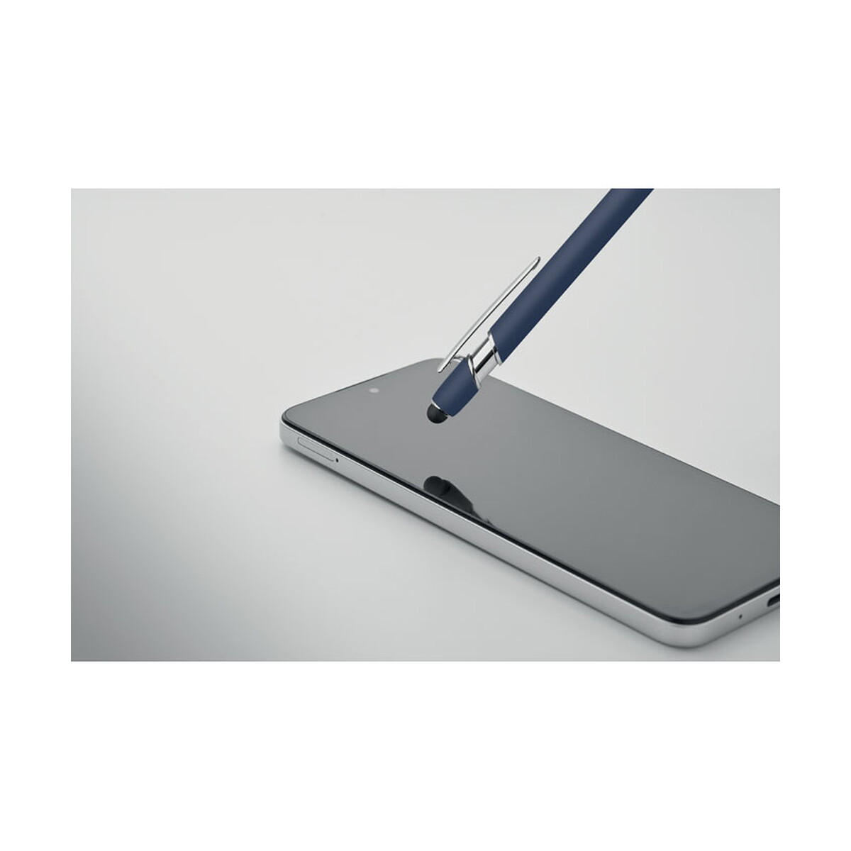 Długopisy metalowe z logo – długopis z rysikiem aluminium siparo – francuski granatowy mo2798-85-open Długopis z rysikiem aluminium SIPARO - francuski granatowy mo2798-85-open