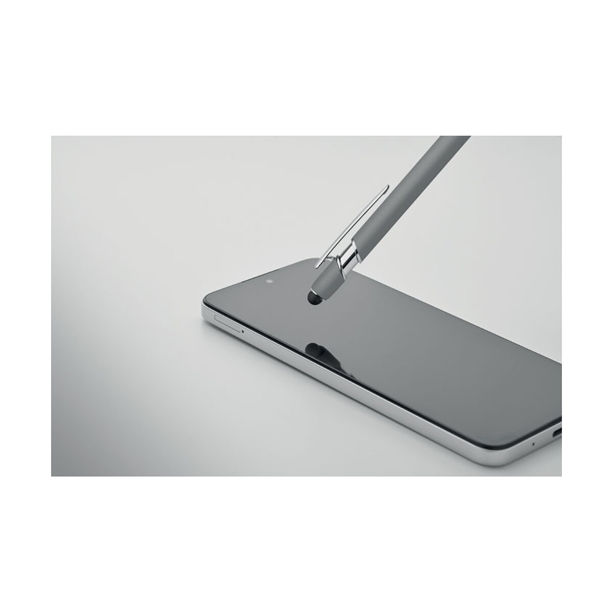 Długopisy metalowe z logo – długopis z rysikiem aluminium siparo – kamiennoszary mo2798-15-open Długopis z rysikiem aluminium SIPARO - kamiennoszary mo2798-15-open