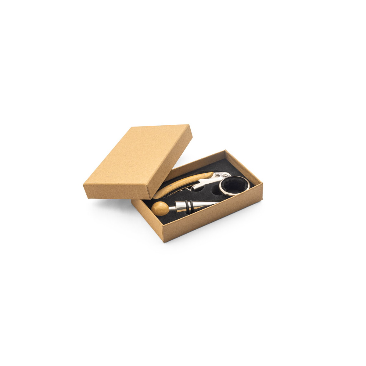 Gadżety do wina z logo – savory. zestaw do wina z bambusa i stali nierdzewnej – naturalny 94388_160 SAVORY. Zestaw do wina z bambusa i stali nierdzewnej - Naturalny 94388_160