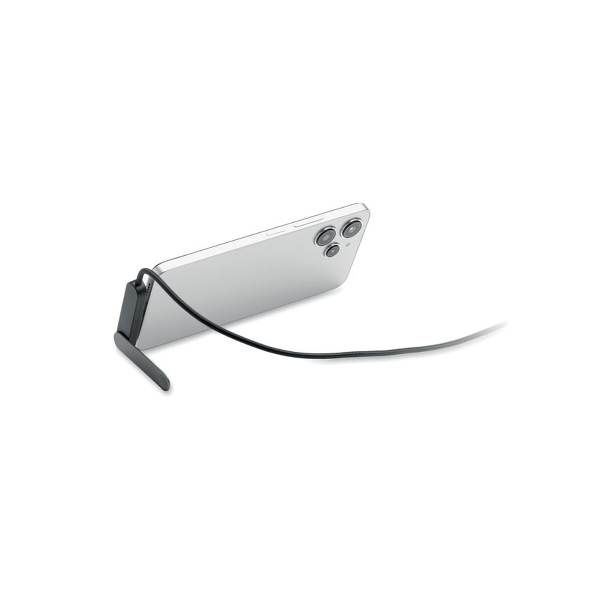Kable USB z logo – stojak na telefon z kablem usb- nifty – czarny mo3192-03-top stojak na telefon z kablem USB- NIFTY - czarny mo3192-03-top