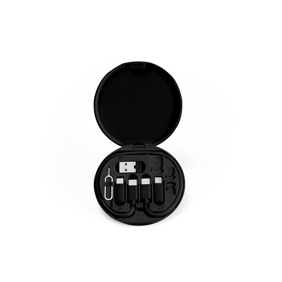 Kable USB z logo – systrom. zestaw kabla i adaptera do superszybkiego ładowania abs pochodzącego z recyklingu (100% rabs) – czarny 97187_103-a SYSTROM. Zestaw kabla i adaptera do superszybkiego ładowania ABS pochodzącego z recyklingu (100% rABS) - Czarny 97187_103-a