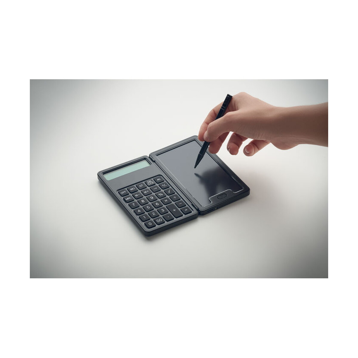 Kalkulatory z logo – kalkulator z tabletem lcd clerk – czarny mo2845-03-ambiant Kalkulator z tabletem LCD CLERK - czarny mo2845-03-ambiant