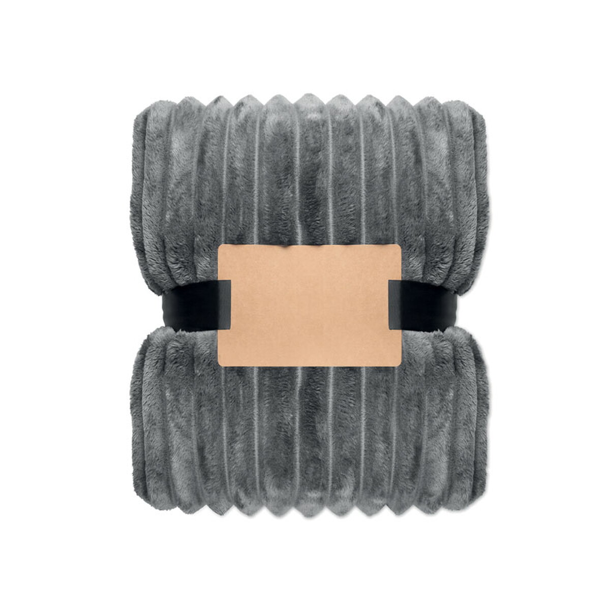 Koce z logo – polarowy koc w paski rpet nieve – kamienny szary mo3184-15-back Polarowy koc w paski RPET NIEVE - kamienny szary mo3184-15-back