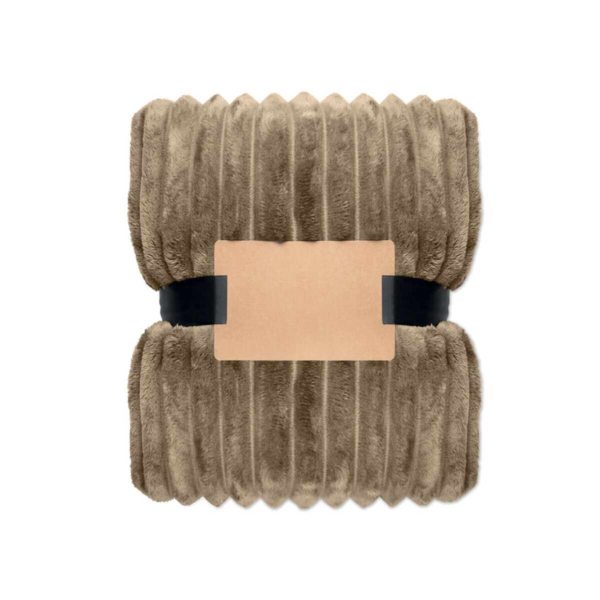 Koce z logo – polarowy koc w paski rpet nieve – khaki mo3184-39-back Polarowy koc w paski RPET NIEVE - khaki mo3184-39-back
