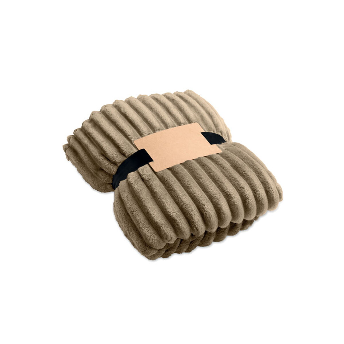 Koce z logo – polarowy koc w paski rpet nieve – khaki mo3184-39 Polarowy koc w paski RPET NIEVE - khaki mo3184-39