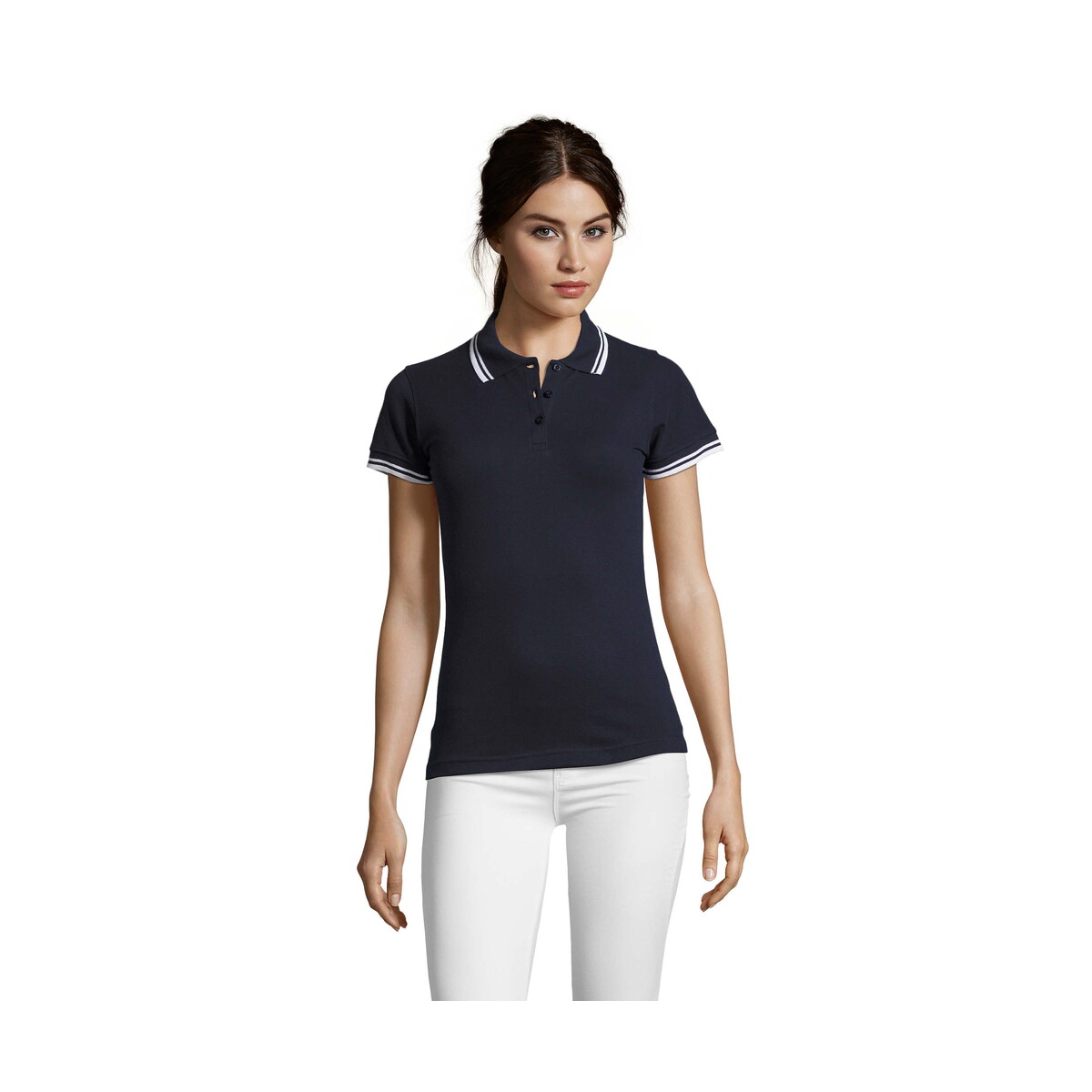 Koszulki polo z logo – pasadena damskie polo 200g pasadena women – francuski granatowy/biały – m s00578-fw PASADENA damskie polo 200g PASADENA WOMEN - Francuski granatowy/biały - M s00578-fw