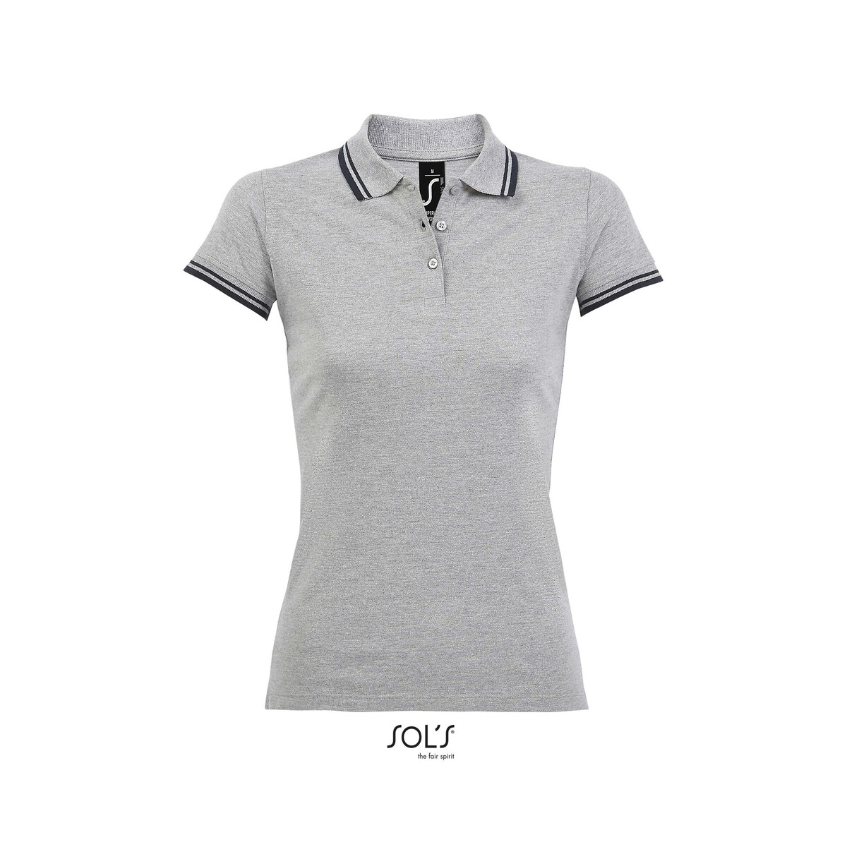 Koszulki polo z logo – pasadena damskie polo 200g pasadena women – grey melange/ french navy – m s00578-gf PASADENA damskie polo 200g PASADENA WOMEN - Grey Melange/ French Navy - M s00578-gf