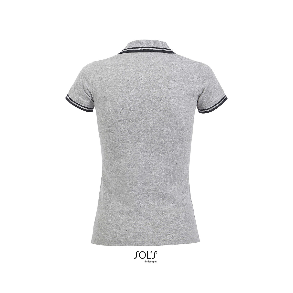 Koszulki polo z logo – pasadena damskie polo 200g pasadena women – grey melange/ french navy – m s00578-gf-side PASADENA damskie polo 200g PASADENA WOMEN - Grey Melange/ French Navy - M s00578-gf-side