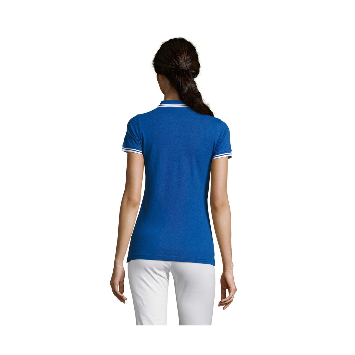 Koszulki polo z logo – pasadena damskie polo 200g pasadena women – królewski niebieski/biała – l s00578-rw-back PASADENA damskie polo 200g PASADENA WOMEN - Królewski Niebieski/biała - L s00578-rw-back