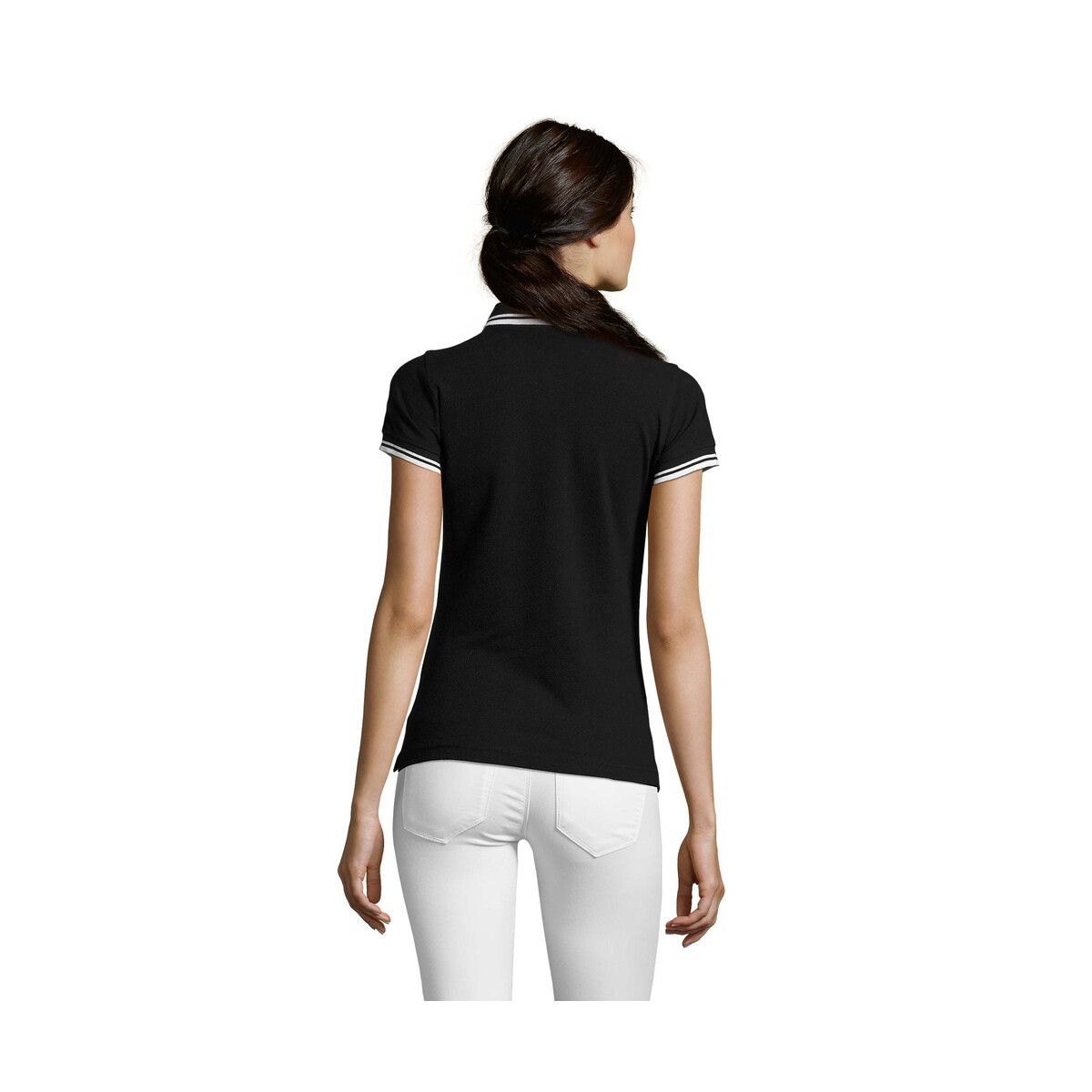 Koszulki polo z logo – pasadena damskie polo 200g pasadena women – negra/blanca – l s00578-bc-back PASADENA damskie polo 200g PASADENA WOMEN - Negra/Blanca - L s00578-bc-back