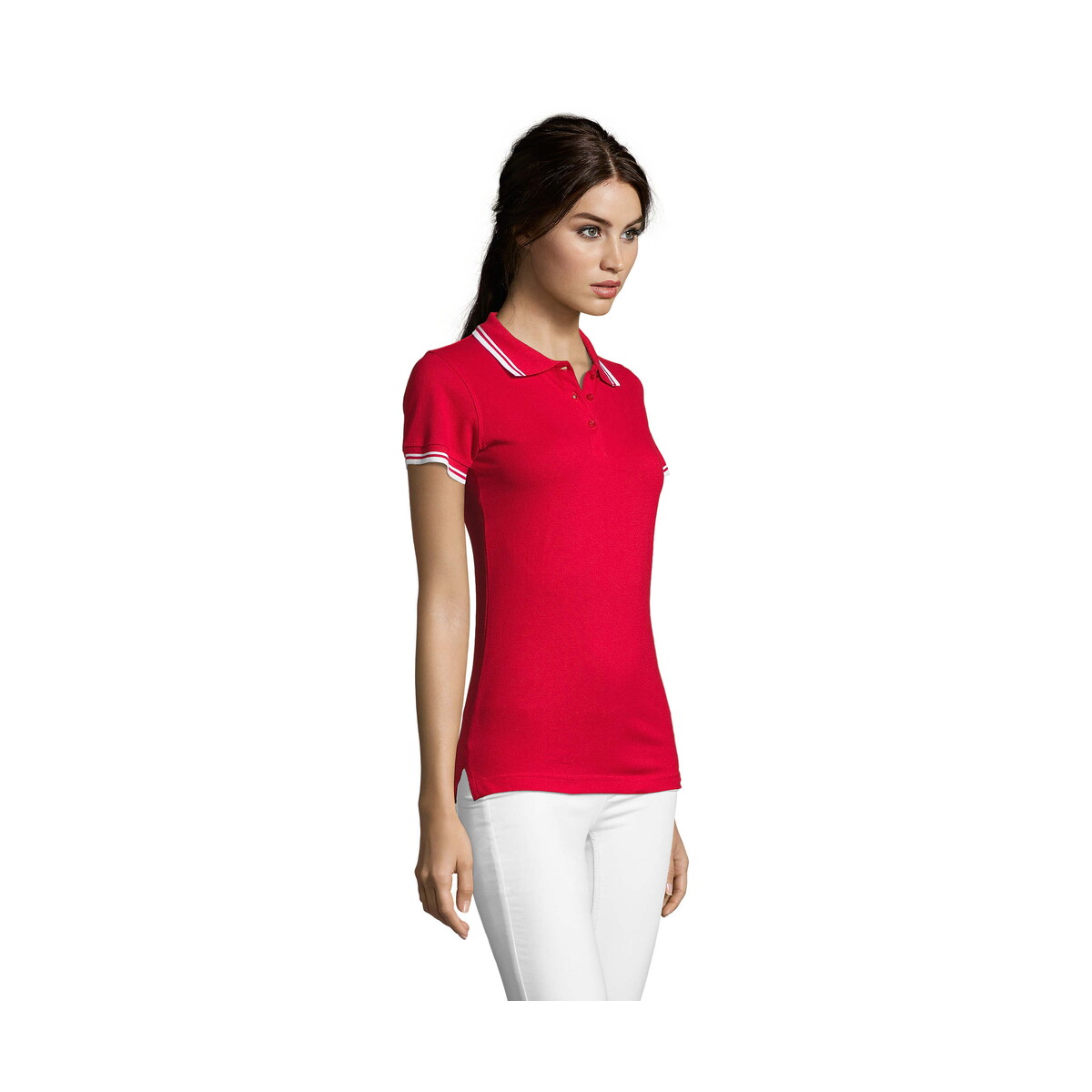 Koszulki polo z logo – pasadena damskie polo 200g pasadena women – roja/blanca – xxl s00578-re-side PASADENA damskie polo 200g PASADENA WOMEN - Roja/Blanca - XXL s00578-re-side