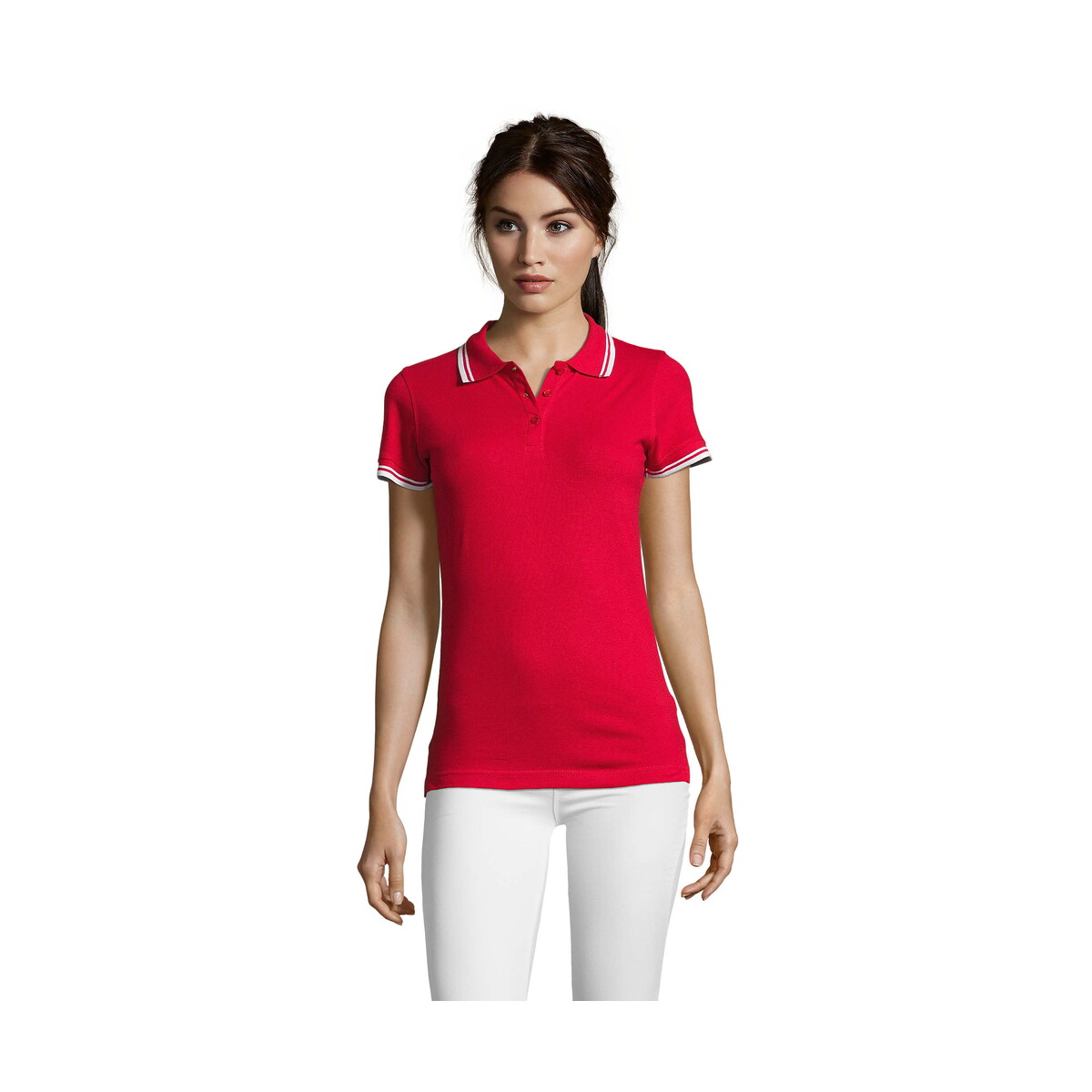 Koszulki polo z logo – pasadena damskie polo 200g pasadena women – roja/blanca – xxl s00578-re PASADENA damskie polo 200g PASADENA WOMEN - Roja/Blanca - XXL s00578-re